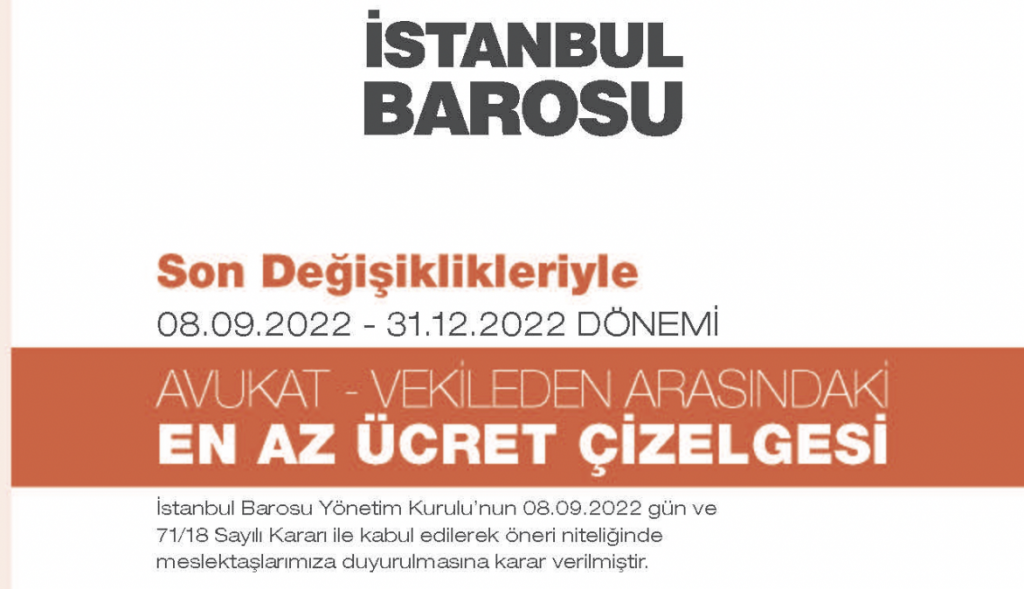 İstanbul Barosu Tavsiye Ücret Tarifesi 2026