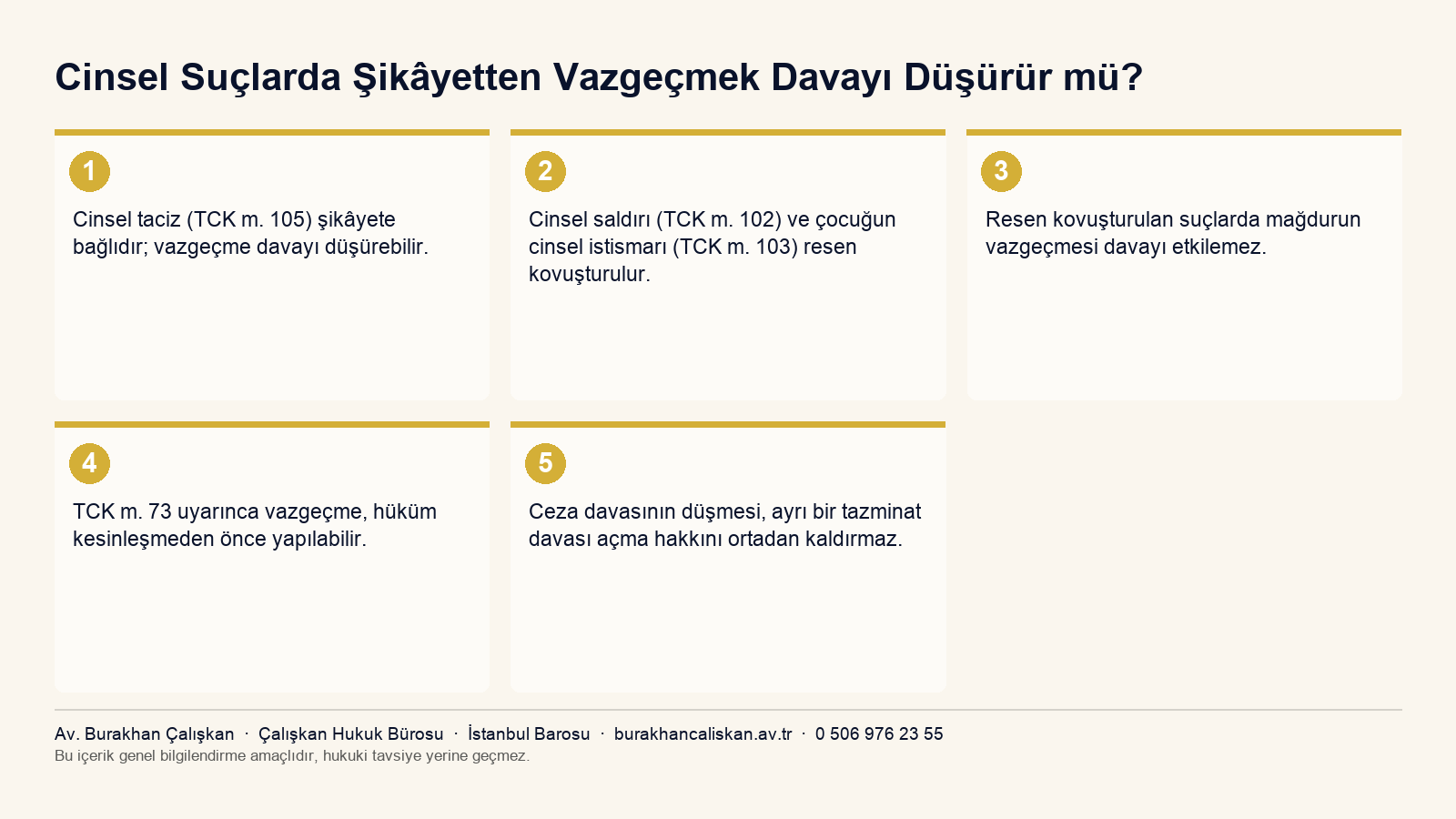 Şikâyete bağlı suç ile resen kovuşturulan cinsel suç farkını özetleyen infografik