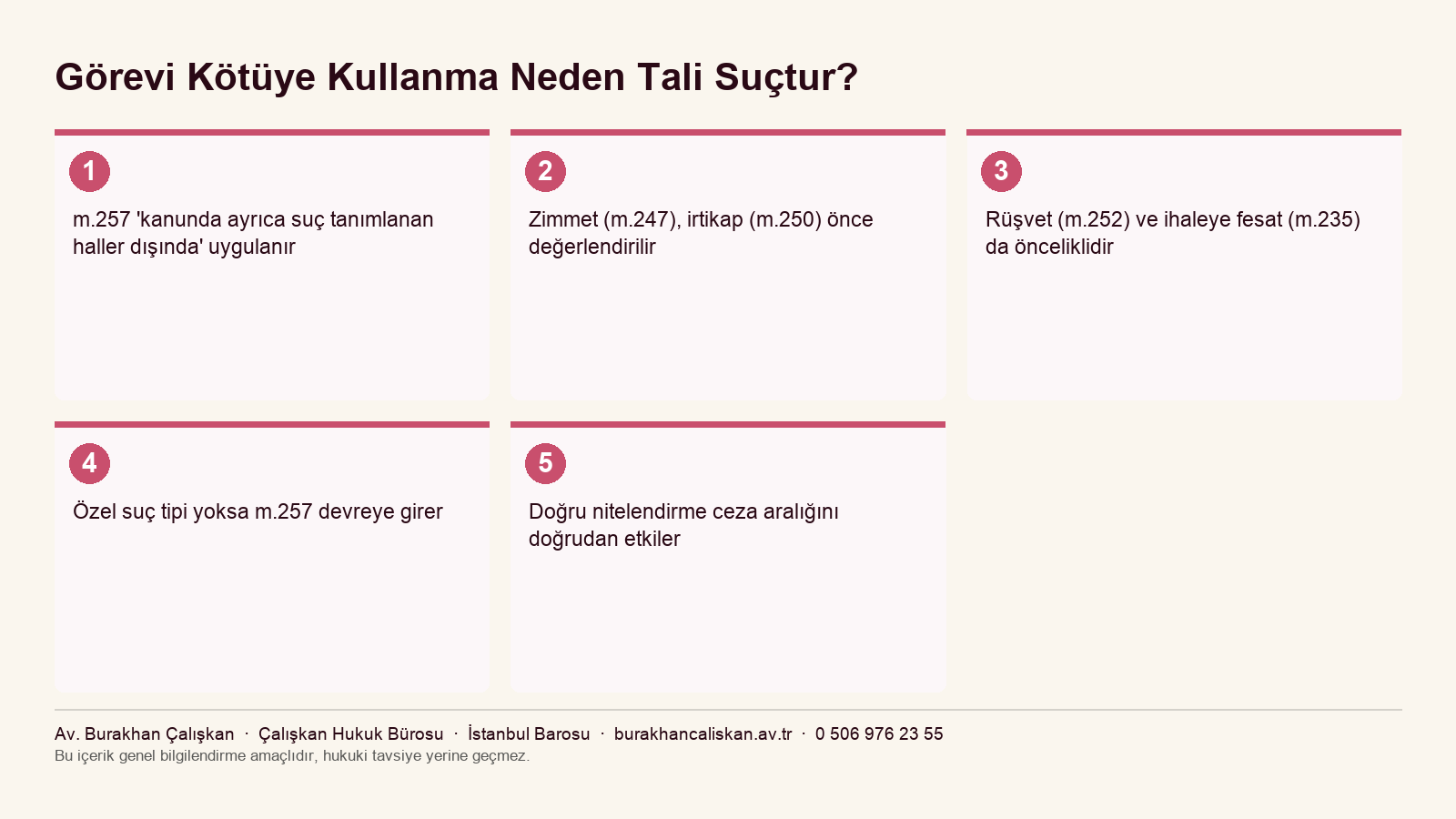 Görevi kötüye kullanma suçunun tali niteliği infografiği TCK m.257