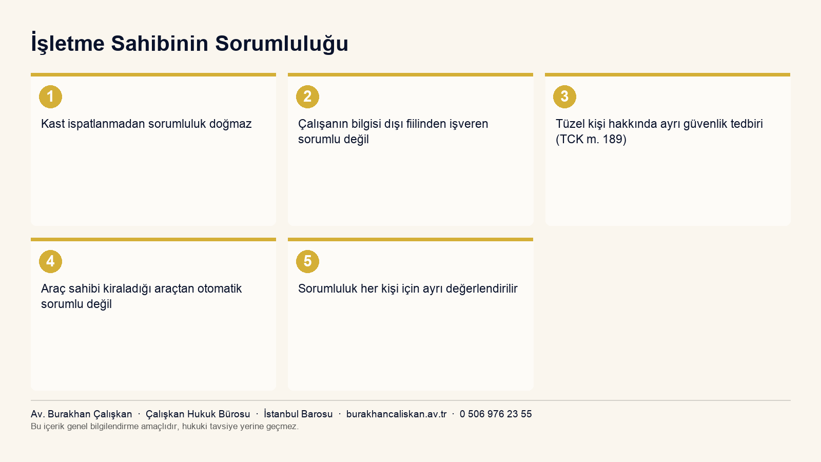İşletme sahibinin sorumluluğu infografiği