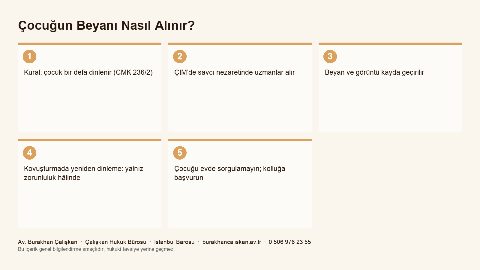 Mağdur çocuğun beyanının Çocuk İzlem Merkezinde CMK 236 uyarınca alınma usulünü özetleyen infografik