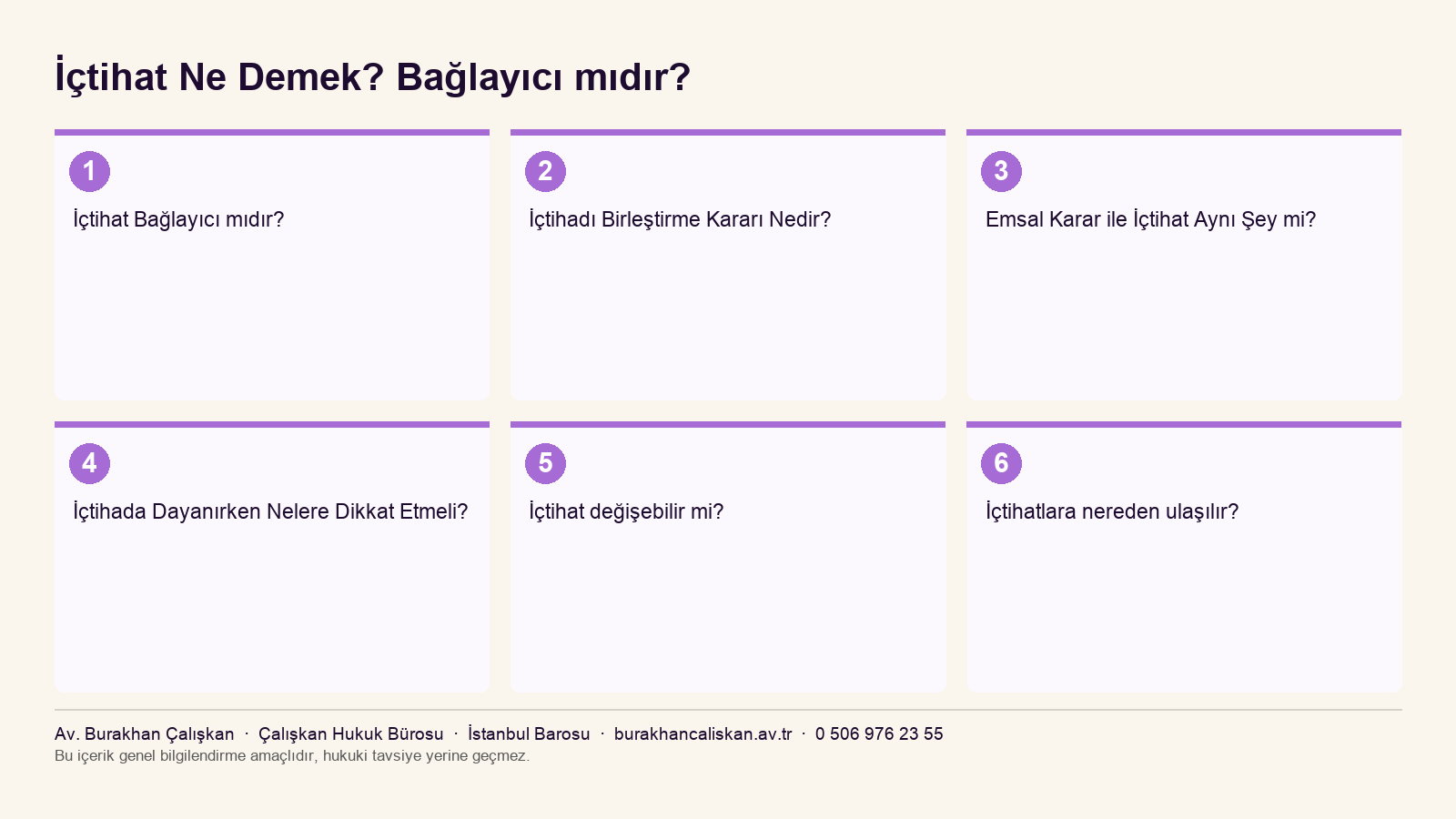 İçtihat Ne Demek? Bağlayıcı mıdır? yazısının ana başlıklarını özetleyen infografik