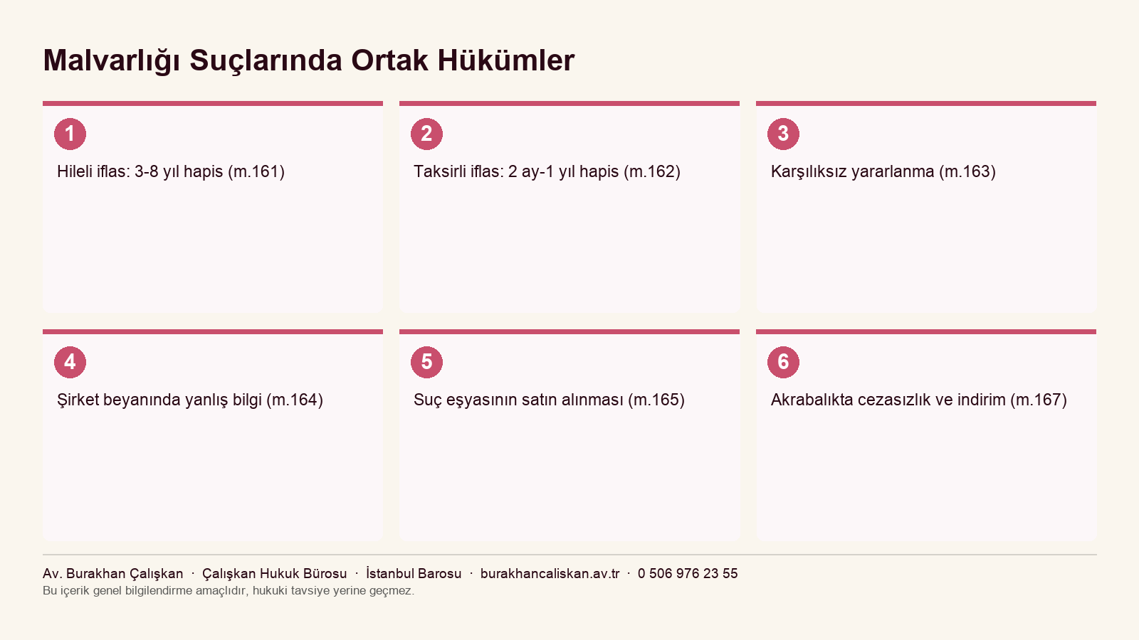 Hileli iflas, karşılıksız yararlanma, suç eşyası ve akrabalık istisnası