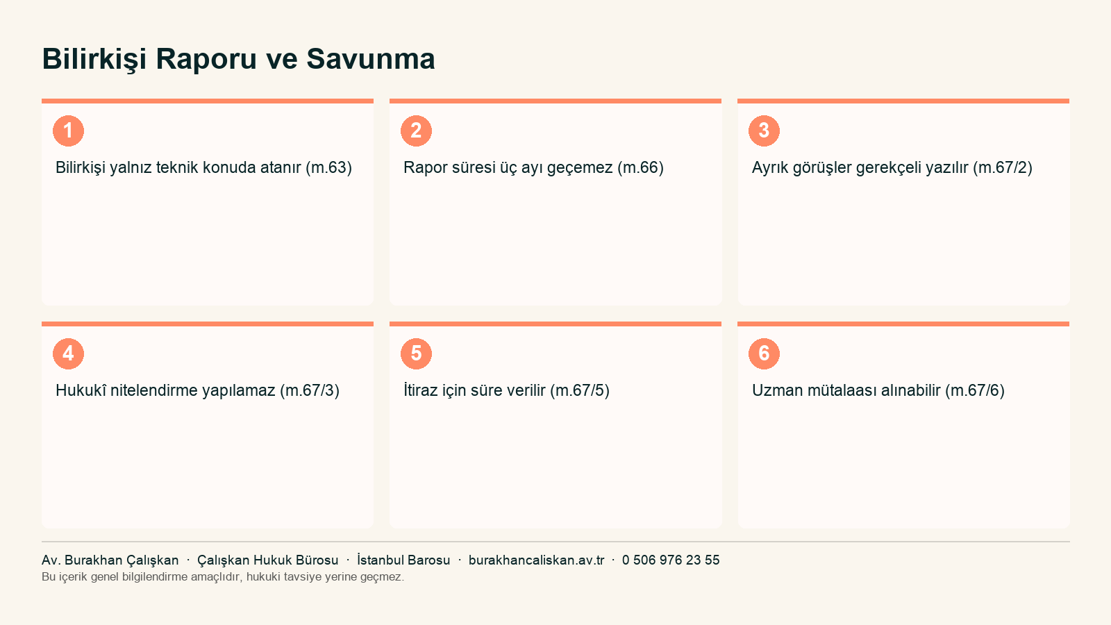 Bilirkişi atanması, rapor, itiraz süresi, uzman mütalaası ve ret
