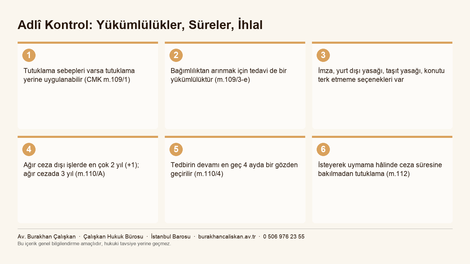 Adlî kontrol yükümlülükleri, süreleri ve ihlalin sonucu