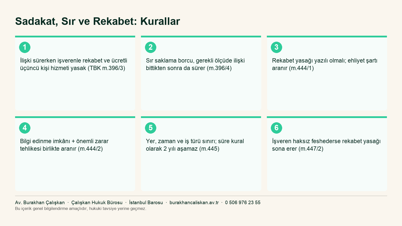 Sadakat borcu, sır saklama ve rekabet yasağının şartları