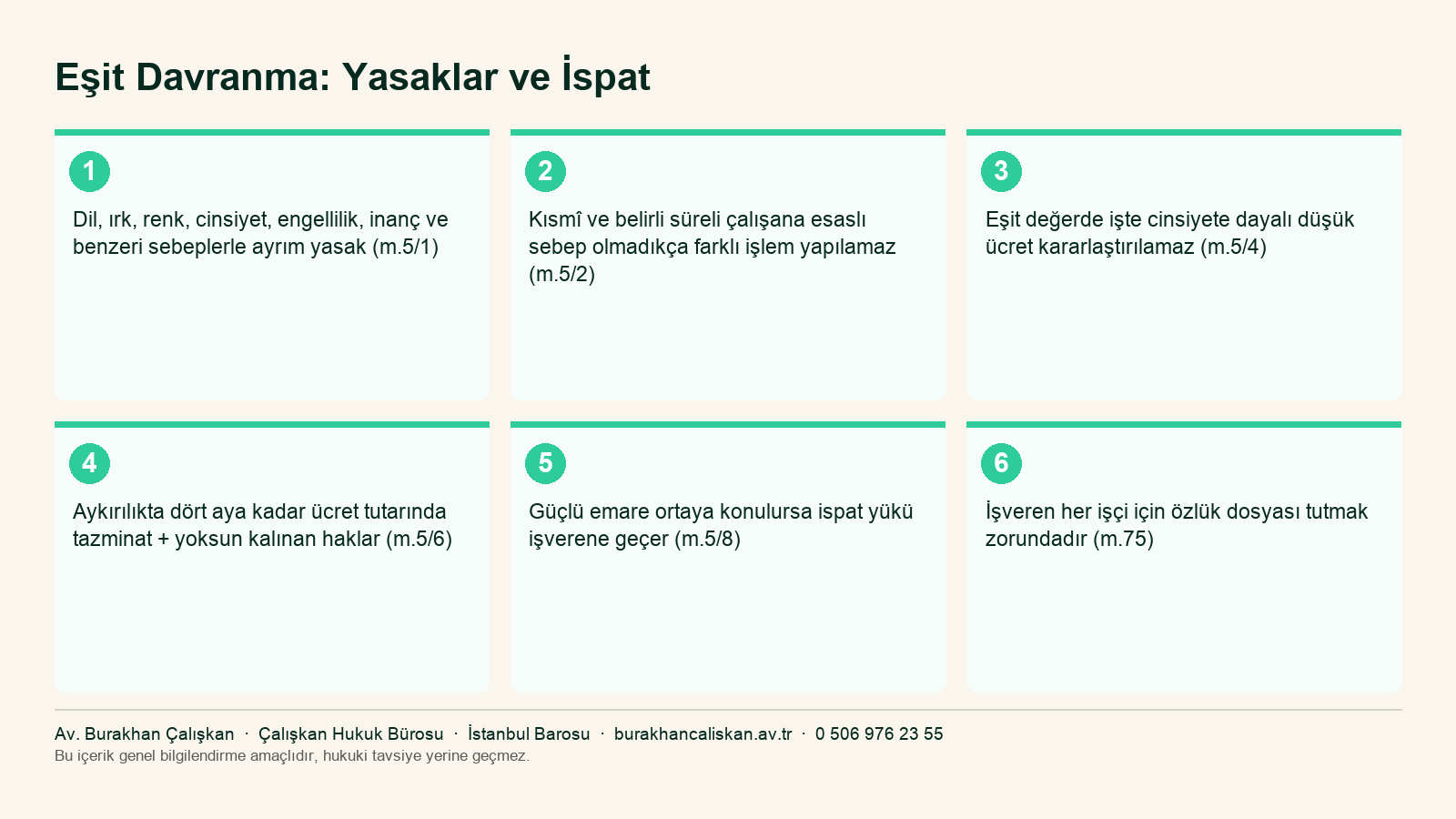 Eşit davranma ilkesi, ayrımcılık tazminatı ve ispat yükünün yer değiştirmesi