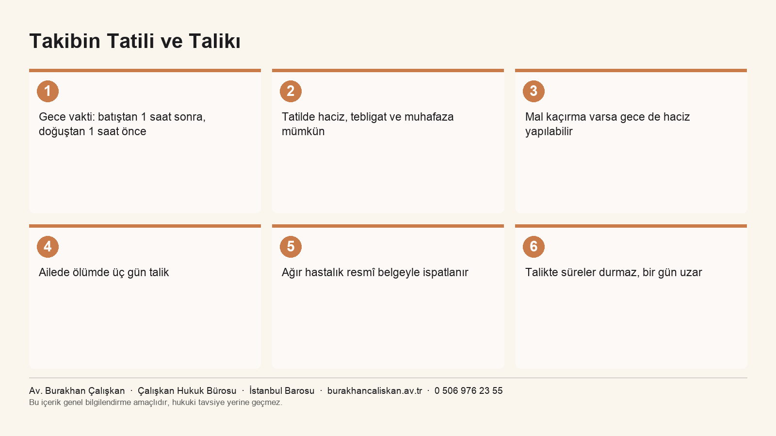 Gece ve tatilde takip, talik hâlleri ve süre hesabı