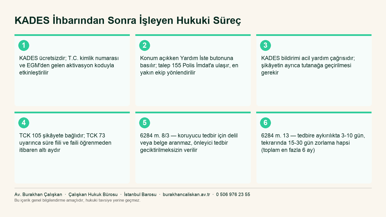 KADES ile cinsel taciz ihbarı sonrasında işleyen şikâyet ve 6284 tedbir süreci
