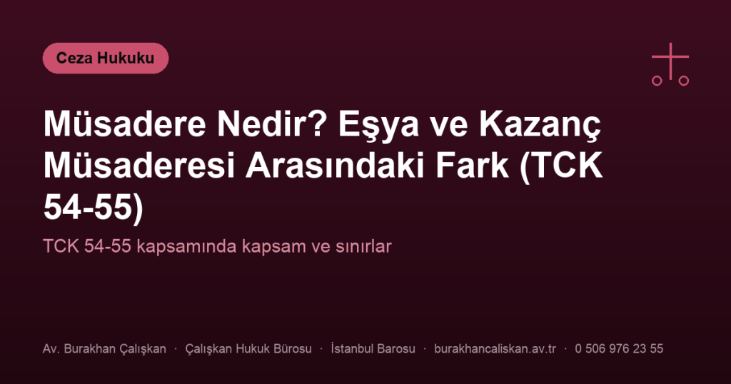 Müsadere Nedir? Eşya ve Kazanç Müsaderesi Arasındaki Fark (TCK 54-55)