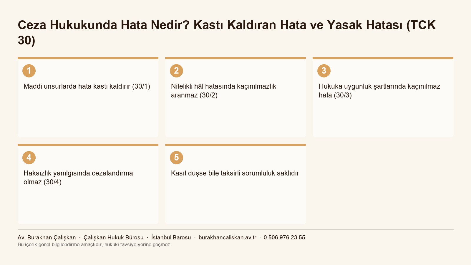 TCK 30 kapsamındaki dört hata hâlini özetleyen infografik