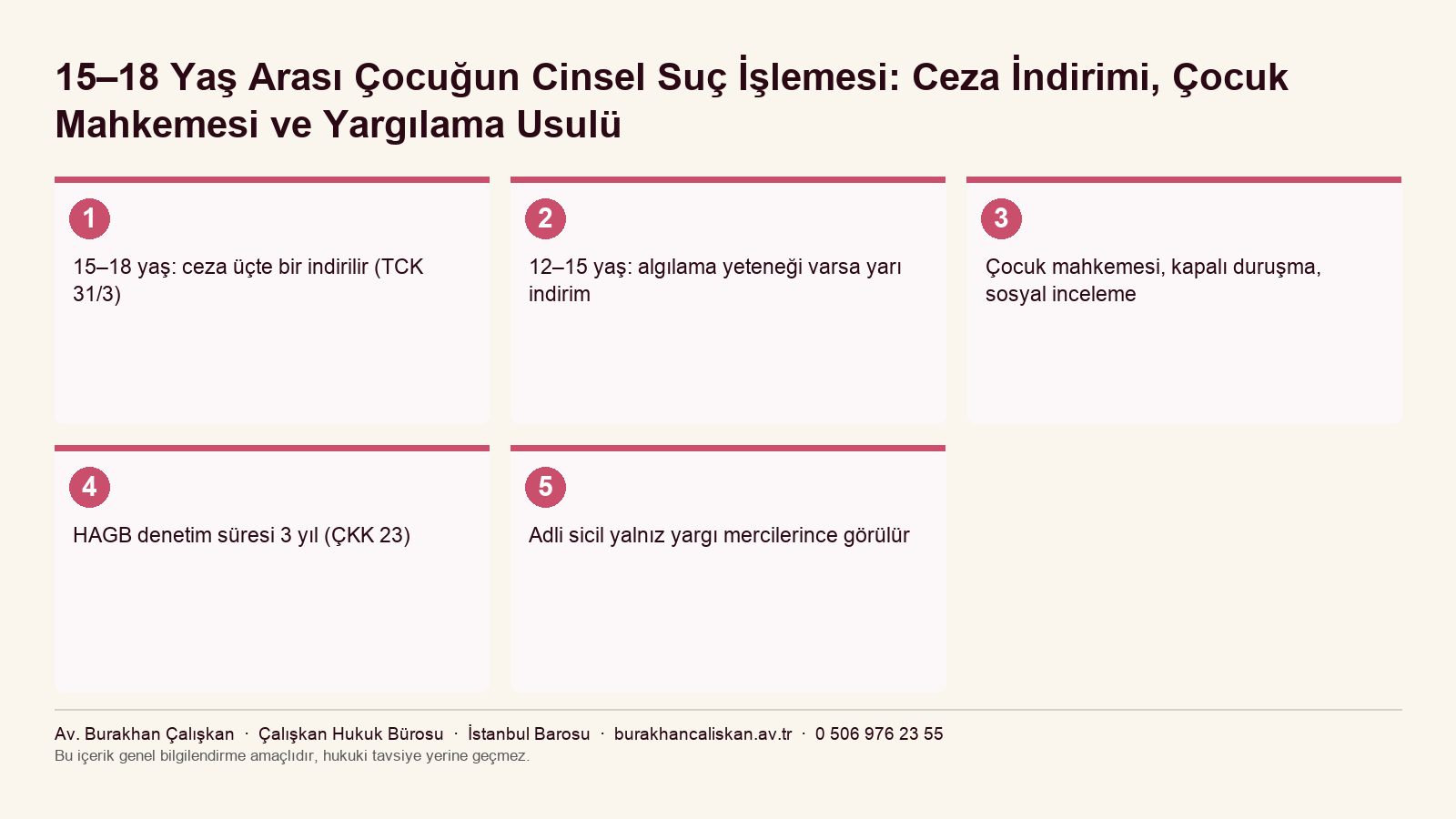 TCK 31 uyarınca yaşa göre ceza sorumluluğu ve çocuk yargılamasını özetleyen infografik