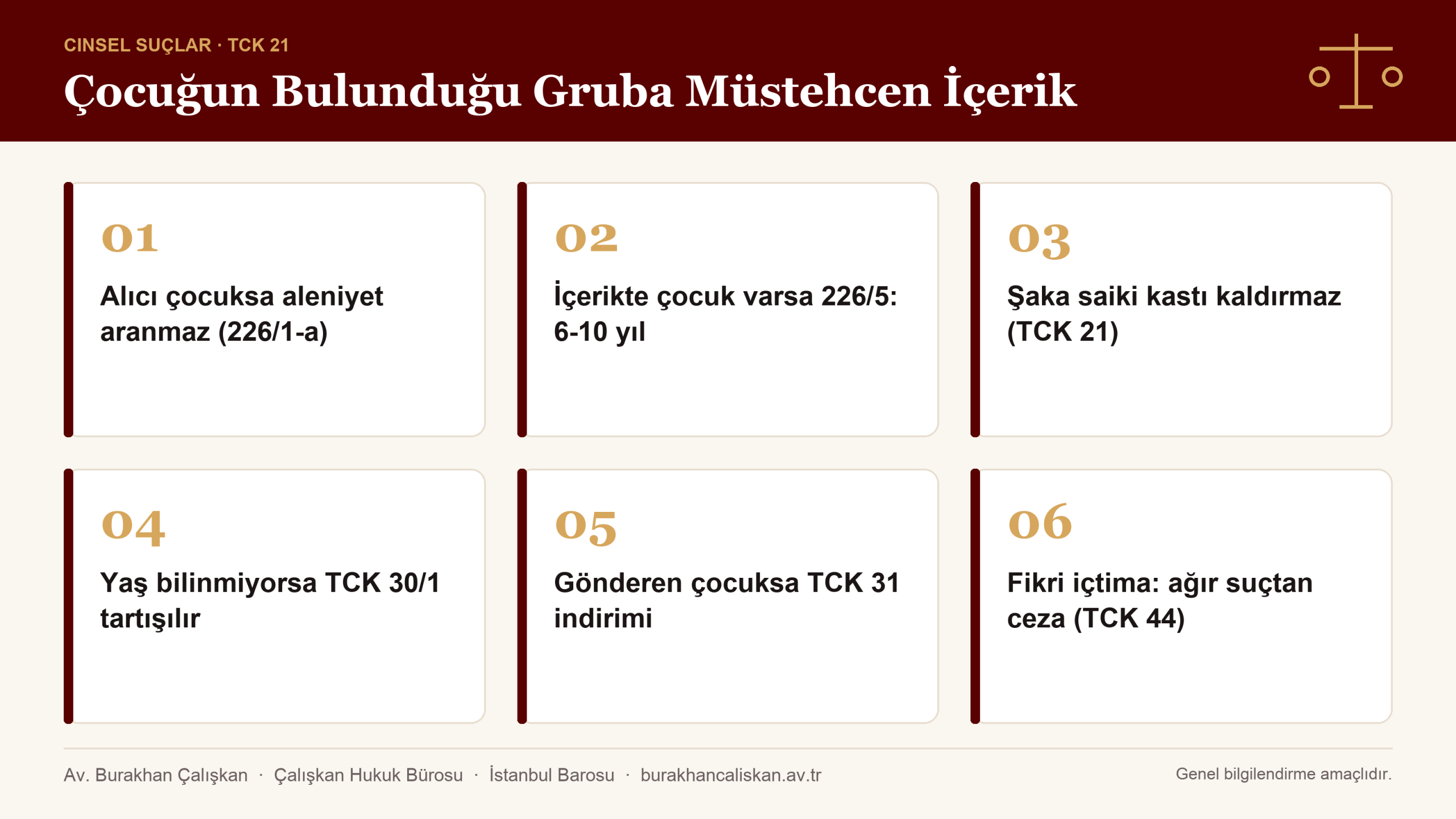 Çocuğun bulunduğu gruba müstehcen içerik göndermenin TCK 226 kapsamındaki sonuçları infografik