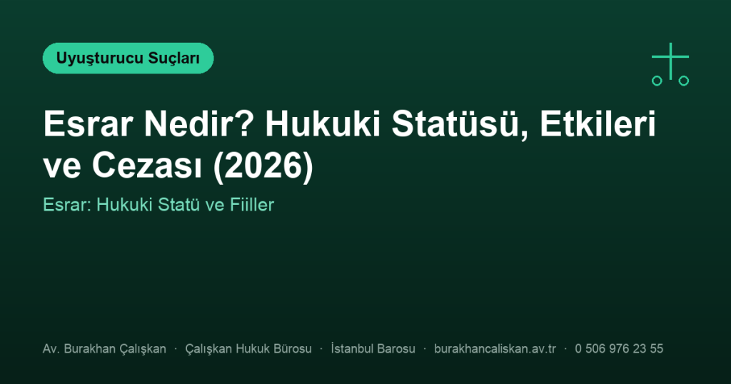 Esrar Nedir? Hukuki Statüsü, Etkileri ve Cezası (2026)