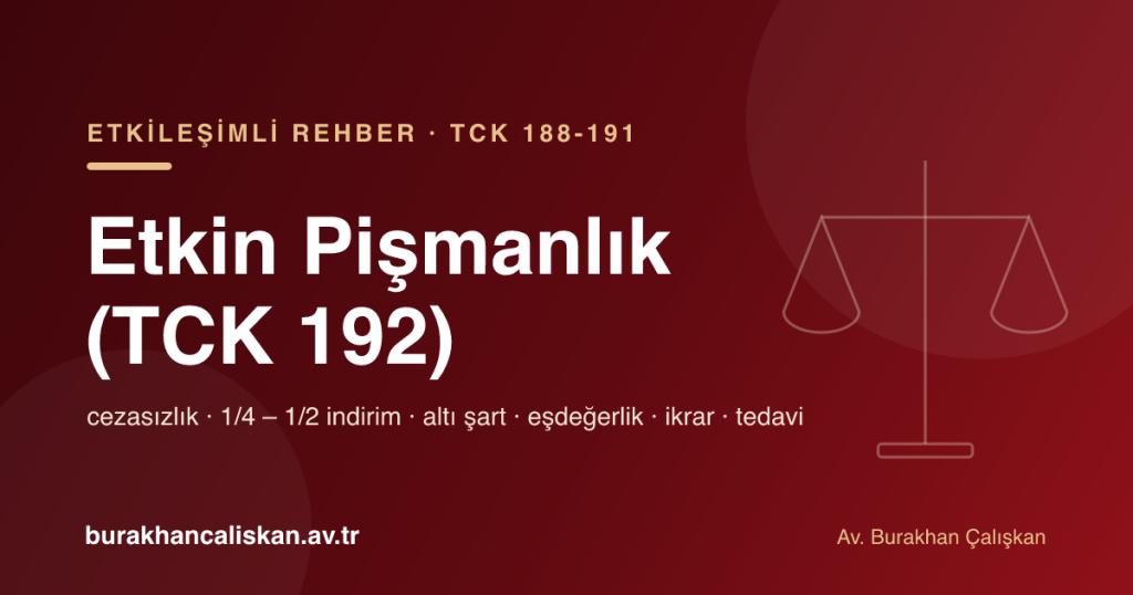 Uyuşturucu suçlarında etkin pişmanlık (TCK 192) etkileşimli rehberi kapak görseli