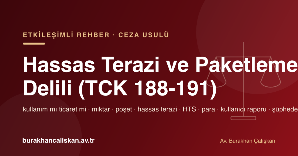 Hassas terazi, poşet ve paketleme delili (TCK 188-191) etkileşimli rehberi kapak görseli