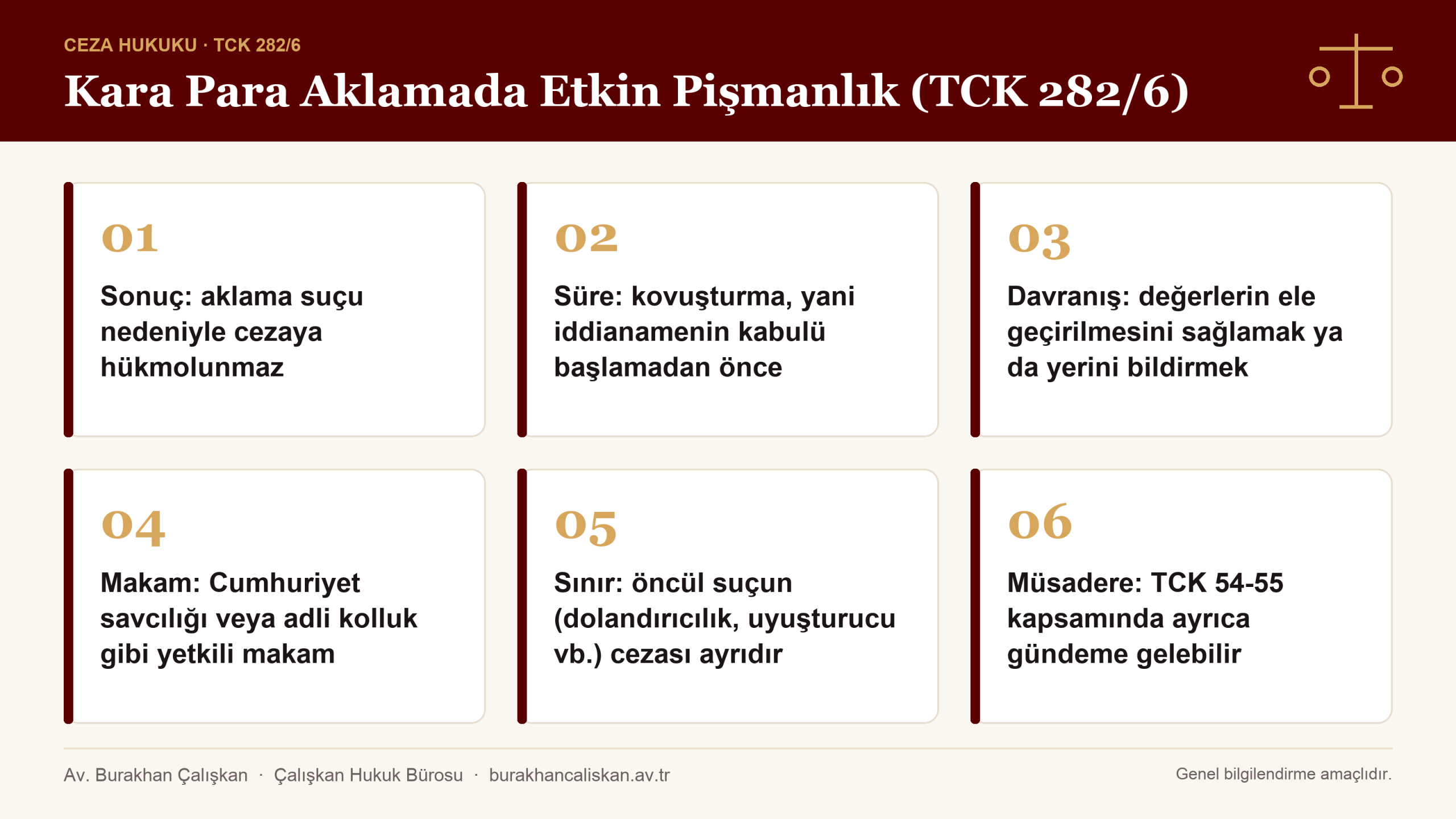 Kara para aklamada etkin pişmanlık TCK 282/6 şartları infografik