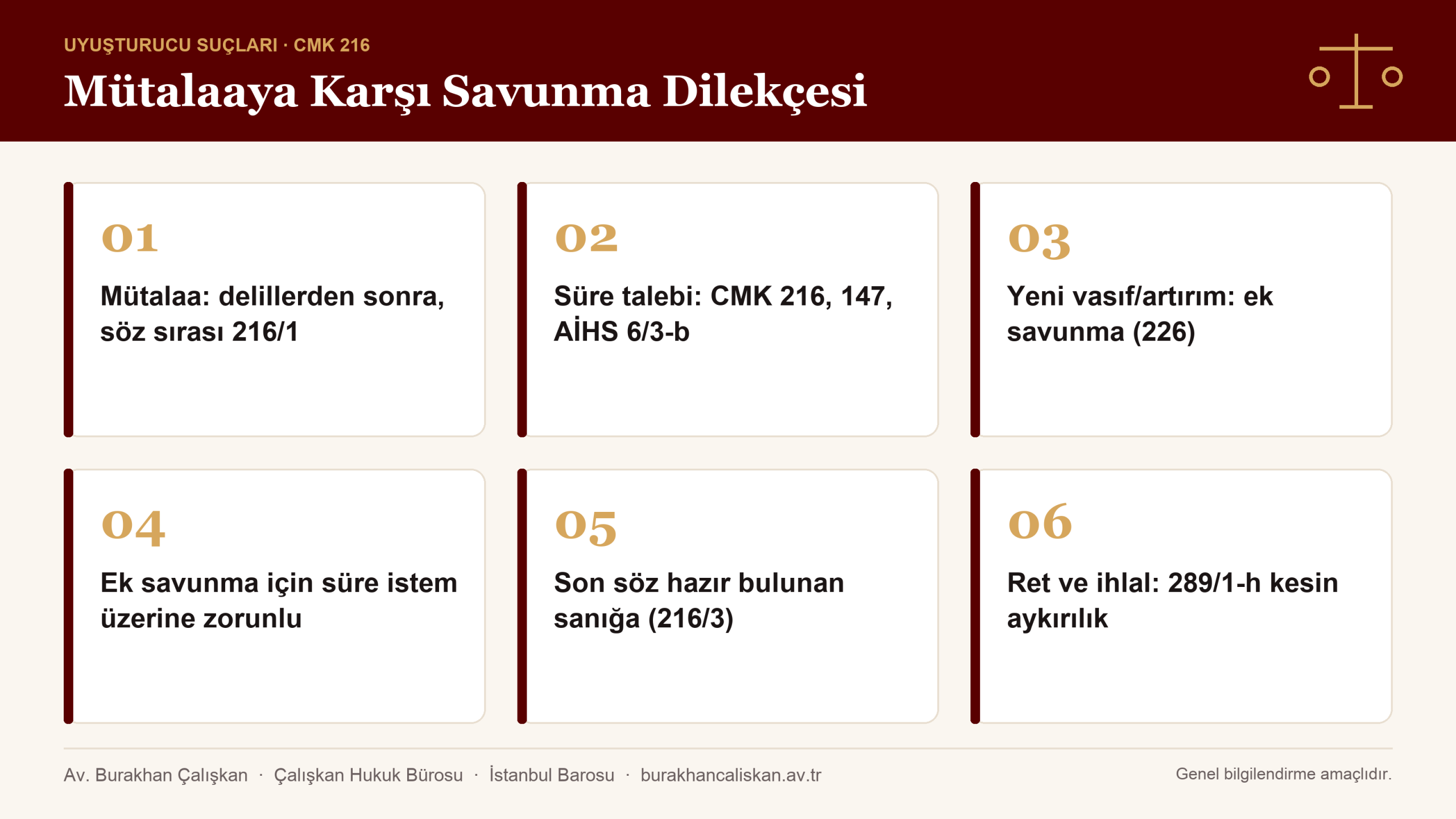 Mütalaaya karşı savunma için süre talebi, ek savunma hakkı ve son söz CMK 216-226 infografik