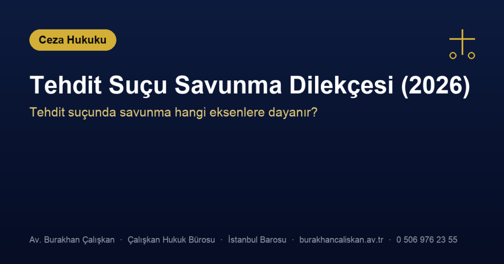 Tehdit Suçu Savunma Dilekçesi (2026)