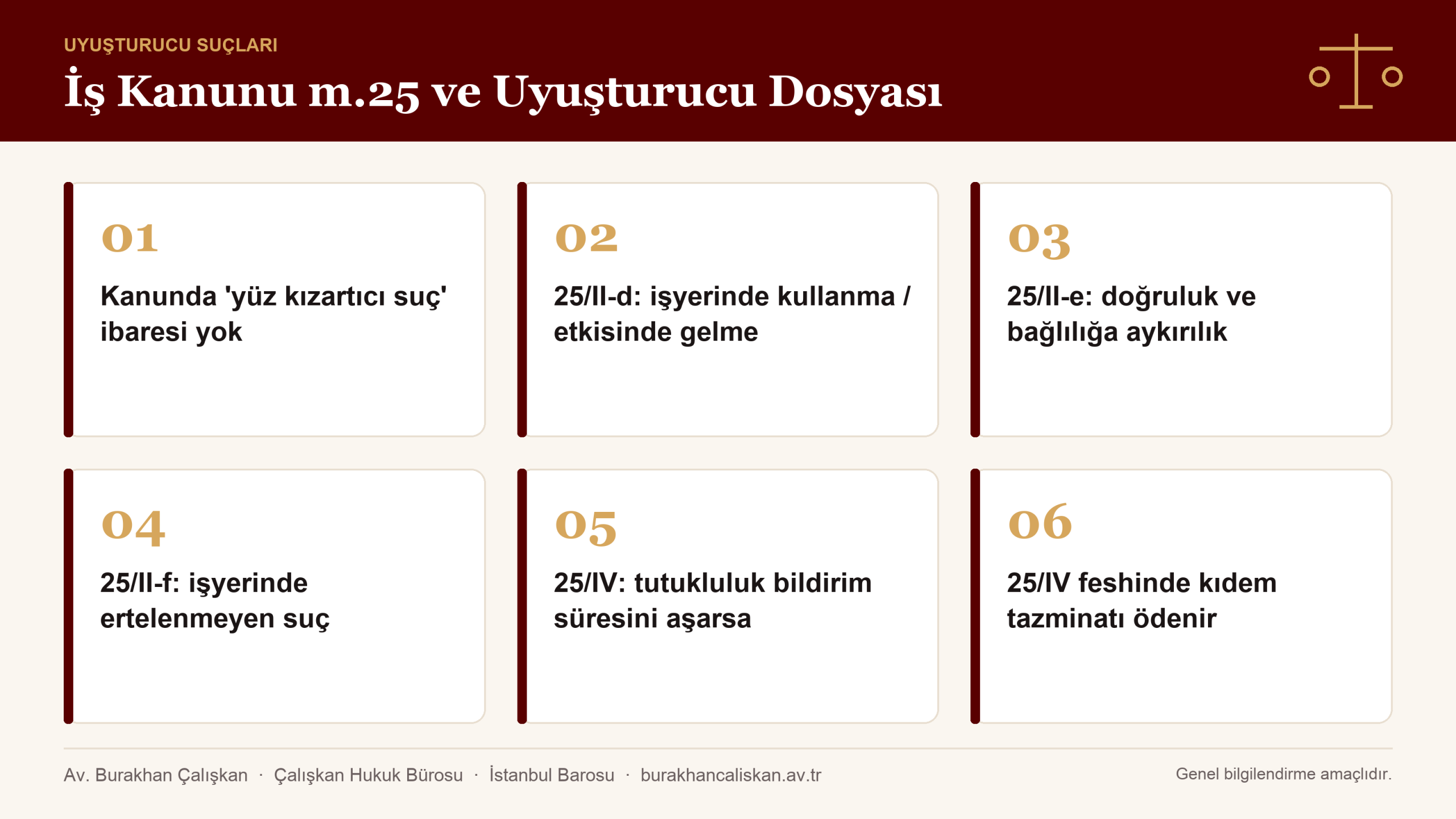 4857 sayılı İş Kanunu m.25 uyarınca uyuşturucu dosyasına dayanan işten çıkarma infografik